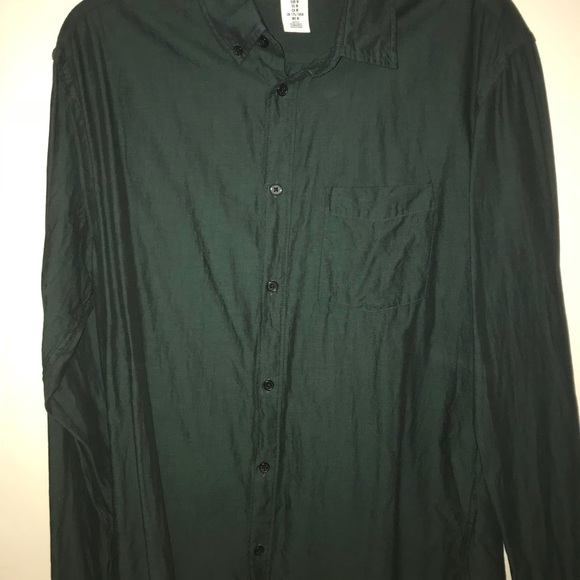 🐊🌴🐲Green/Emerald Long Sleeve Button-Up! - Picture 2 of 4